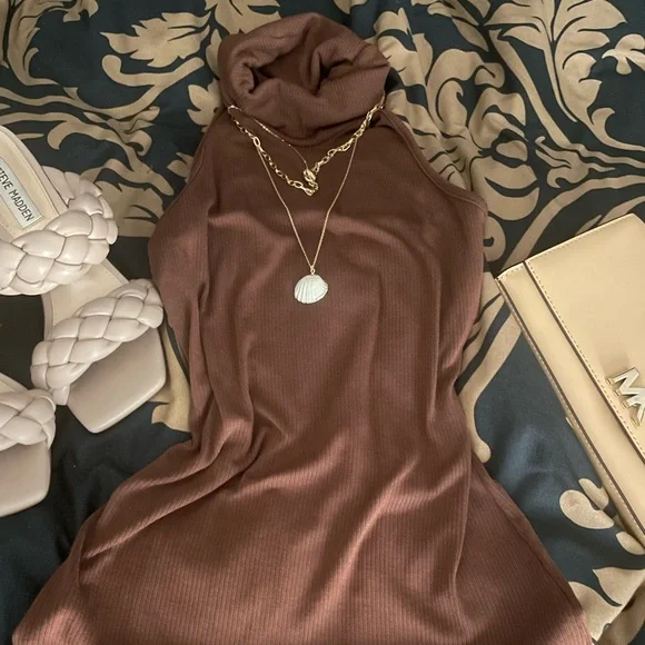 Super cute brown turtle neck dress **accepting offered - Picture 3 of 6